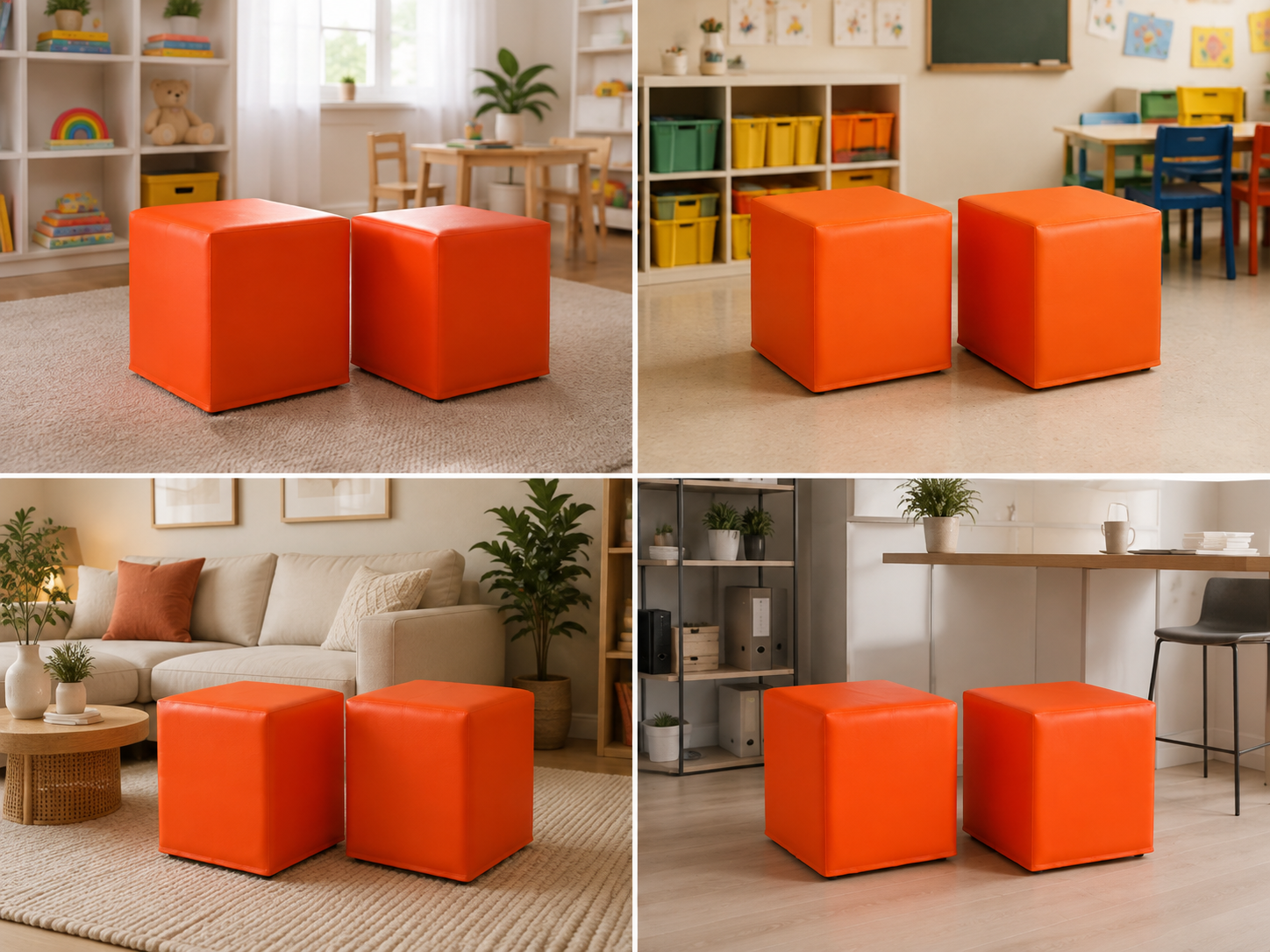 Set 2 taburetiek BLOCK oranžová do interiéru